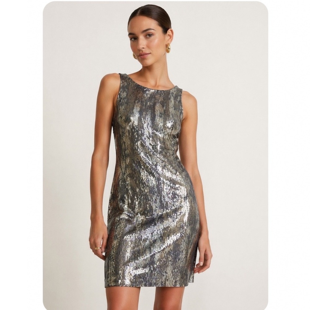 NEW Betsy & Adam Sequin Dress Sleeveless Party Cocktail Mini Dress Made in USA 6